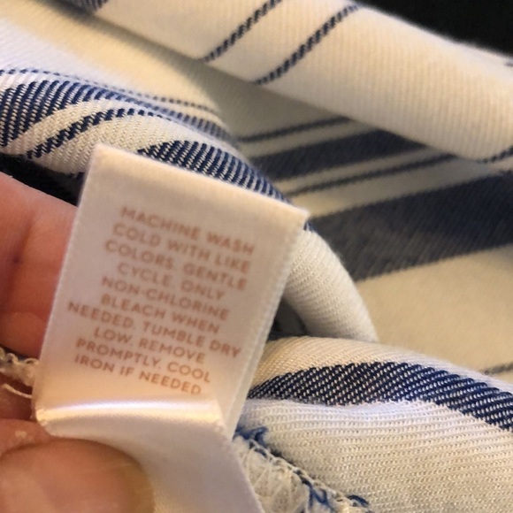 LC Lauren Lauren Conrad Striped Double Ruffle Sleeve Popover Top Size Large - Picture 10 of 10